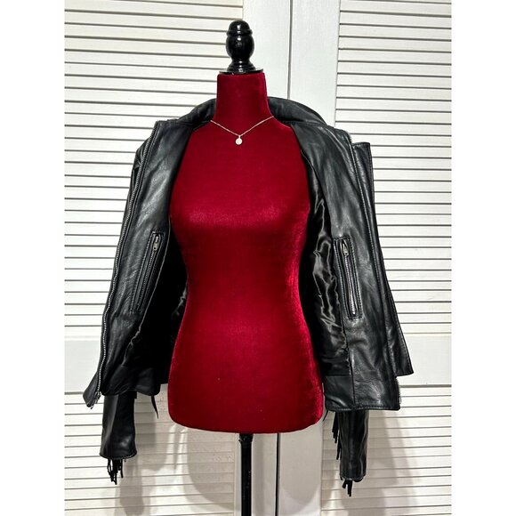 Vintage Gypsy Women's Black Leather Fringe Jacket Western Bohemian Size 18 3085 - Picture 7 of 15